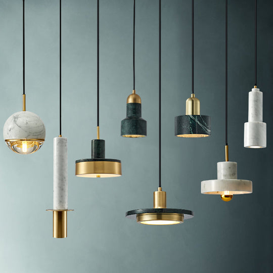 Minimalist Marble Pendant Light For Dining Rooms - Elegant Ceiling Fixture With Shaded Design
