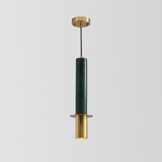Minimalistic Marble Pendant Ceiling Light For Shaded Dining Room With 1 Head Green / Tube