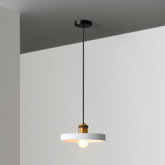 Minimalist Geometric Pendant Light - Single Resin-Cement Dining Room Suspension Fixture White /