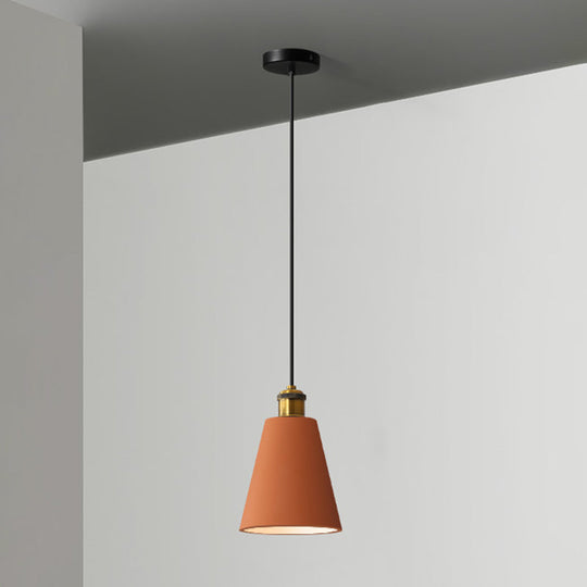 Modern Geometric Pendant Light - Stylish Resin-Cement Suspension Fixture For Dining Room Orange /