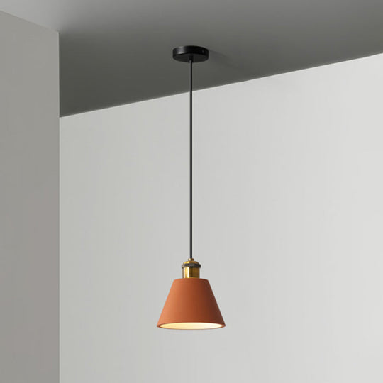 Modern Geometric Pendant Light - Stylish Resin-Cement Suspension Fixture For Dining Room Orange /