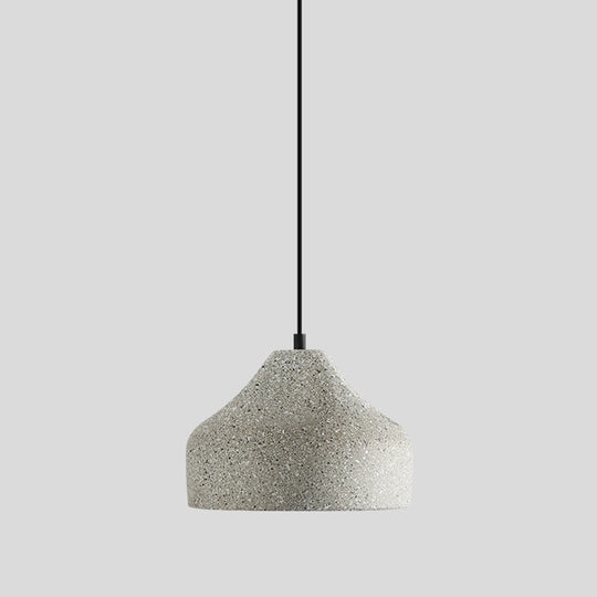 Sleek Single Pendant Light With Geometric Design Cement Finish For Modern Restaurant Ceilings Grey /