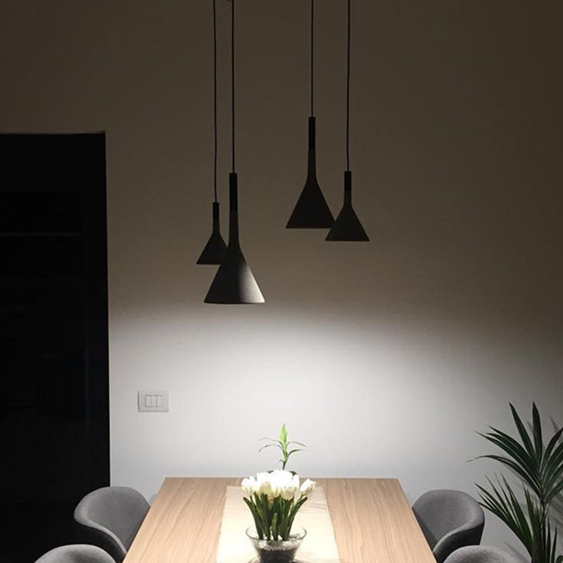 Minimalist Pendant Ceiling Light - Funnel Dining Room Suspension Lighting Grey Cement 1 Head Inch