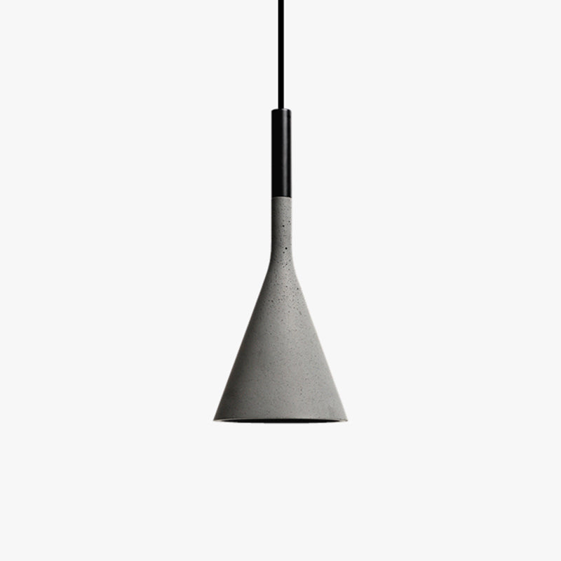 Minimalist Pendant Ceiling Light - Funnel Dining Room Suspension Lighting Grey Cement 1 Head Inch