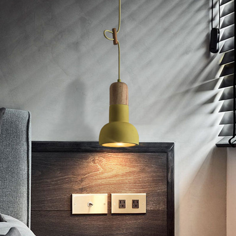 Minimalist Cement Hanging Lamp - Flashlight Inspired 1 Head Ceiling Lighting For Dining Room