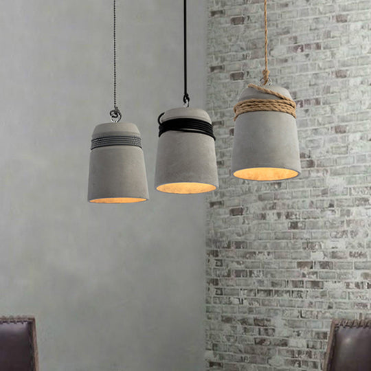 Simplicity Cement Pendant Light For Dining Room Ceiling With Bell Suspension