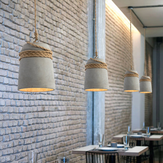 Simplicity Cement Pendant Light With Bell Suspension - Perfect For Dining Room Or Ceiling Lighting