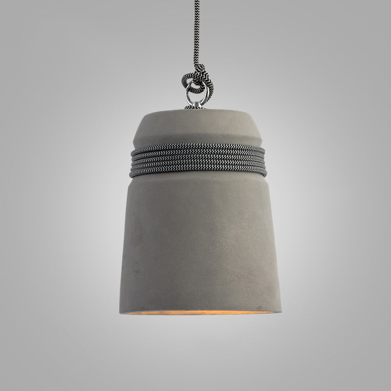 Simplicity Cement Pendant Light For Dining Room Ceiling With Bell Suspension Grey / B