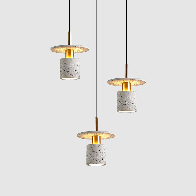 Nordic Style Terrazzo Pendant Light For Restaurants - Cylinder And Disc Suspension Fixture Pink / 8