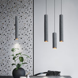 Nordic Style Grey Cement Cylinder Pendant Light For Dining Room Ceiling