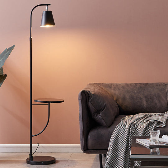 Nordic-Style Metal Bell Floor Lamp With Marble Base - Ideal For Living Room Lighting Black / B