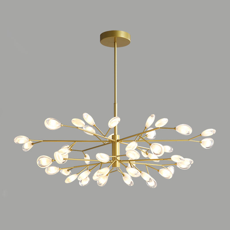 Sputnik Firefly Modern Led Ceiling Light - Acrylic Chandelier Fixture For Living Room 48 / Gold