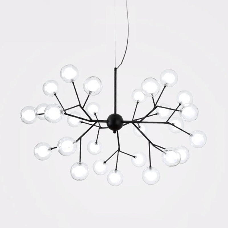Sleek Glass Firefly Led Suspension Light: Nordic Style Chandelier For Living Room 27 / White