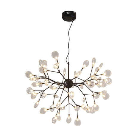Nordic Sputnik Firefly Led Suspension Light: Modern Glass Chandelier For Living Room 54 / Black
