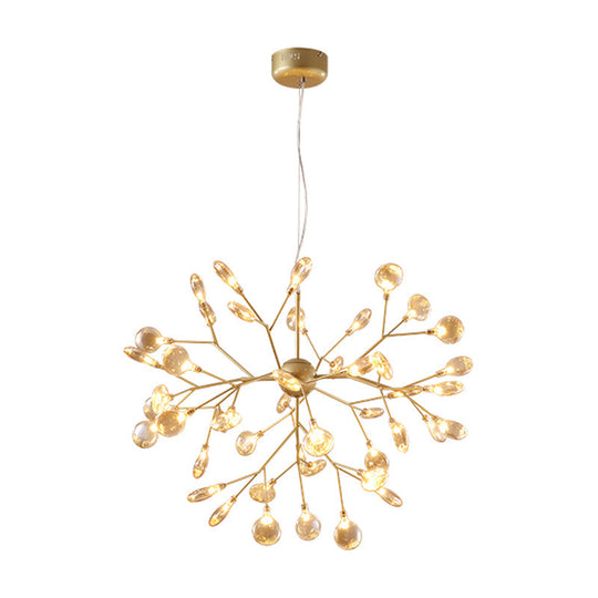 Nordic Style Firefly Led Glass Suspension Chandelier Light For Living Room 45 / Gold
