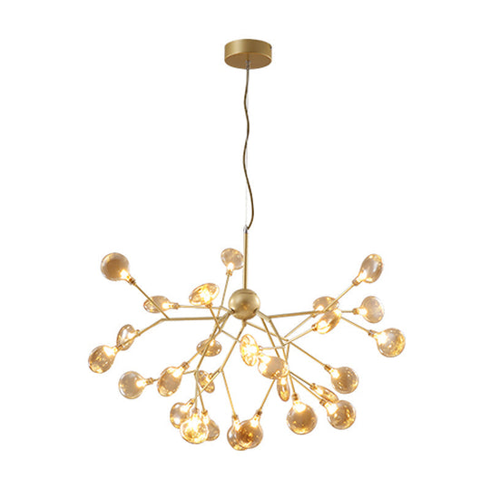 Nordic Style Firefly Led Glass Suspension Chandelier Light For Living Room 27 / Gold