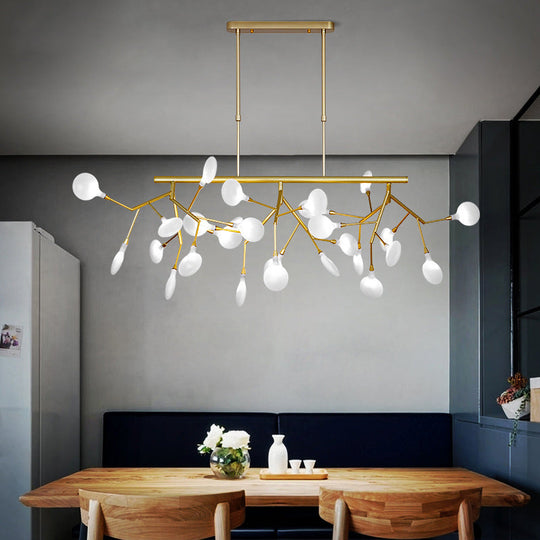 Sleek Firefly Led Dining Room Pendant Light With Opal Glass - Minimalist Island Chandelier