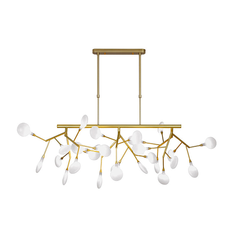 Sleek Firefly Led Dining Room Pendant Light With Opal Glass - Minimalist Island Chandelier