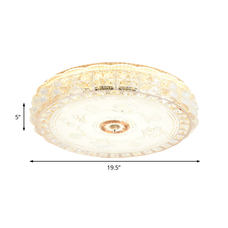 Crystal Shade Led Ceiling Light With Contemporary Gold Finish
