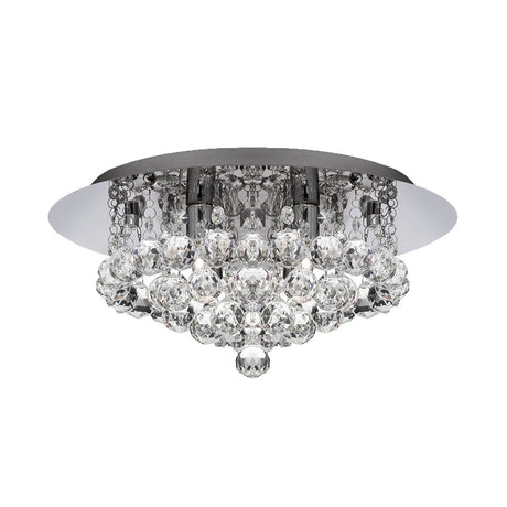 Contemporary Crystal Chrome Ceiling Light - Cascading Flush Mount 3/4/6 Lights 8/14/19.5 Wide