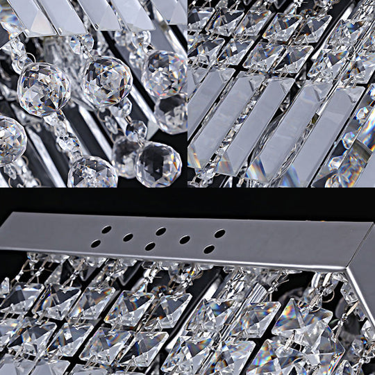 Modern Crystal Ceiling Mount Light Fixture With Chrome Finish - 2 Lights Bedroom Flush