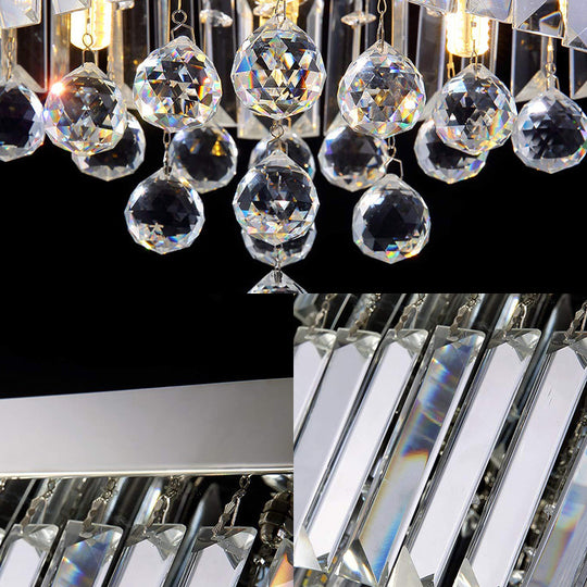 Stylish Crystal Shade Chrome Ceiling Flush Mount Light With 4 Lights For Living Room