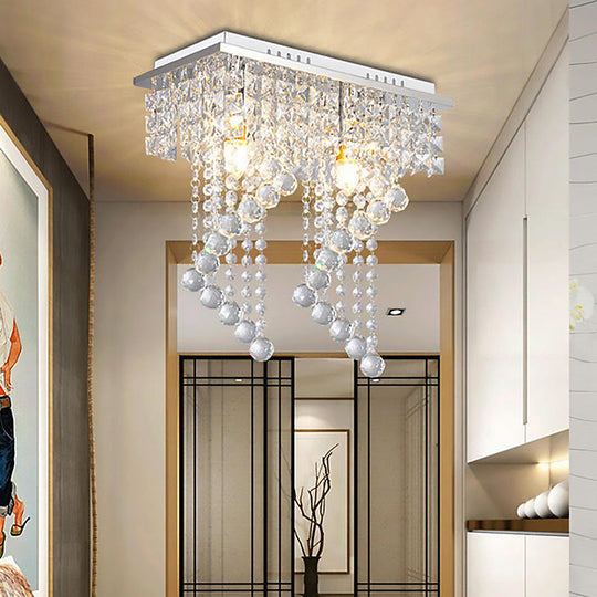 Modern Crystal Chrome Flush Mount Spiral Ceiling Light For Balcony - 8/15 Wide / 15