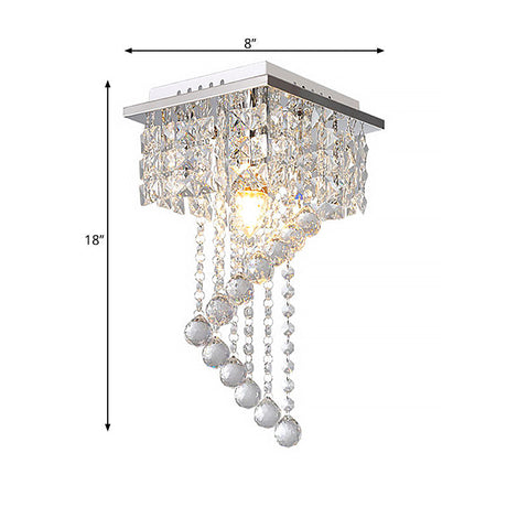 Modern Crystal Chrome Flush Mount Spiral Ceiling Light For Balcony - 8/15 Wide