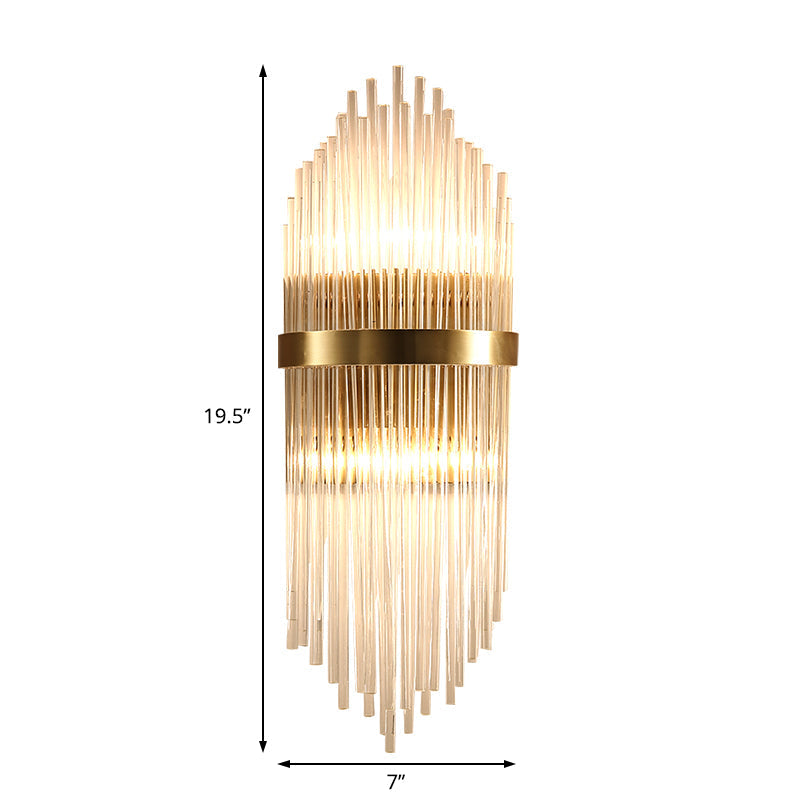 Modern Brass Wall Sconce Light With Fluted Glass Shade - 3-Light Bedroom 7/9.5 Width