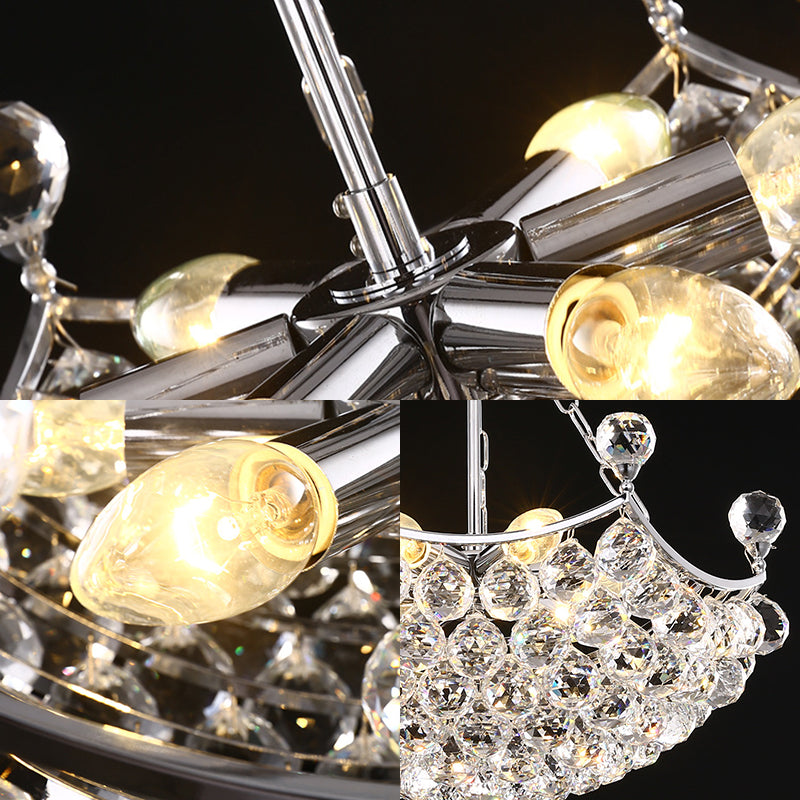 Contemporary Chrome Dome Chandelier With 12 Light Crystal Ball – Ideal For Dining Room