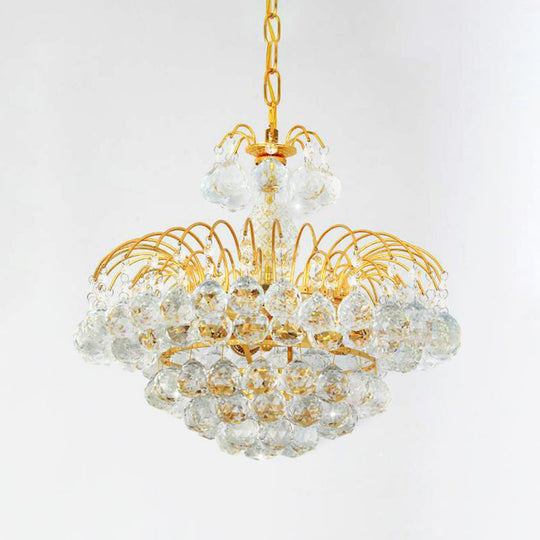 Contemporary 8-Light Chrome/Gold Cascade Chandelier With Crystal Ball Shade 16’/19.5’ Wide