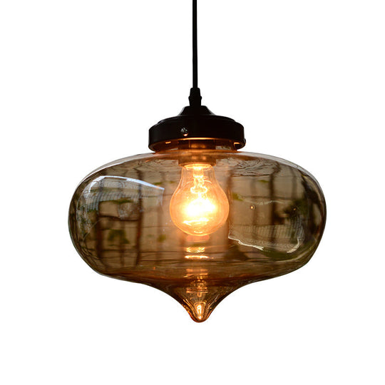 Modern Blown Glass Pendant Light For Restaurants - Single Bulb Fixture With Simple Shades