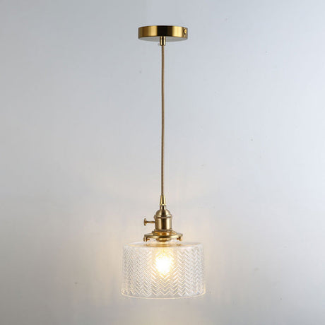 Retro Glass Pendant Light With Gold Shading For Restaurants - 1 Head Suspended Ceiling Fixture / L