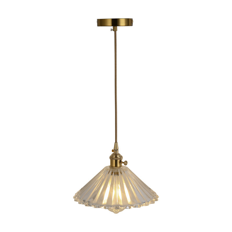 Clear Glass Pendant Lighting Fixture With Simplicity Shaded Hanging Light