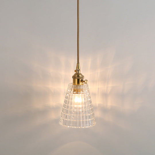 Clear Glass Pendant Lighting Fixture With Simplicity Shaded Hanging Light / V