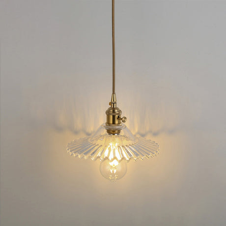 Shaded Pendant Light With Clear Textured Glass - Simplicity Series / E