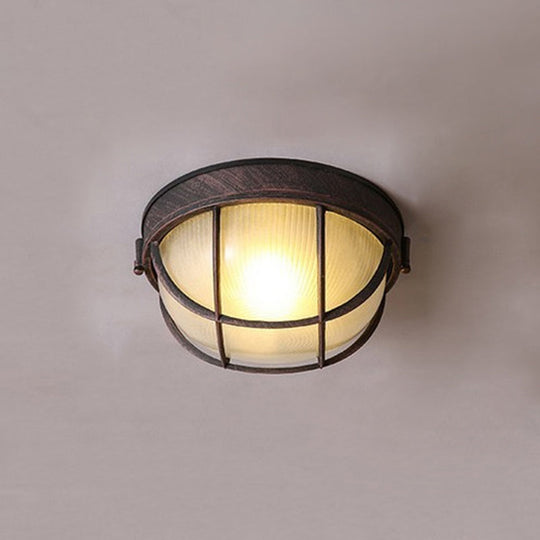 Black Metallic Geometric Flush Mount Ceiling Light Fixture For Corridors / Round