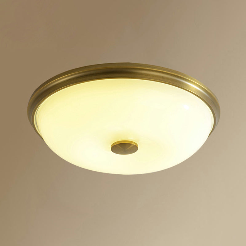 Opal Glass Led Flush Mount Ceiling Light - Traditional Bedroom Lighting Gold / 10’