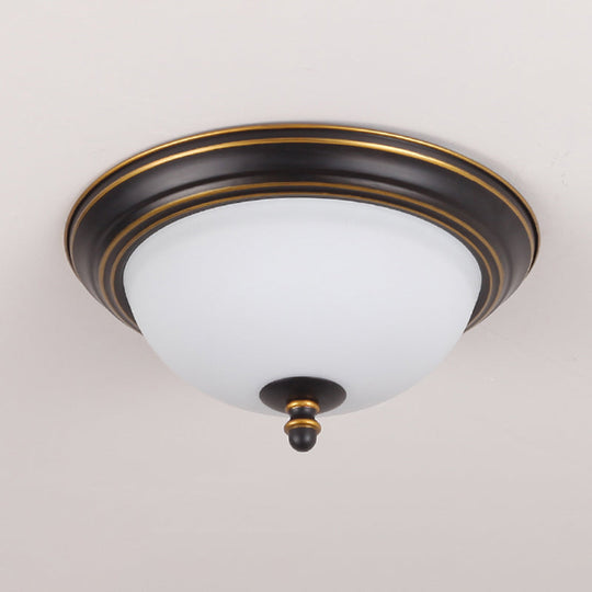Vintage Bell Flush Ceiling Light With Cream Glass - Led Mount Fixture Gold - Black / 13’ Round