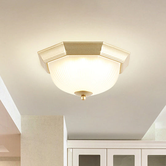 Vintage Bell Flush Ceiling Light With Cream Glass - Led Mount Fixture Gold / 13 Octagon