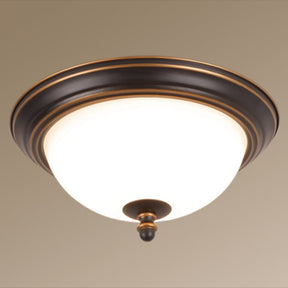Vintage Bell Flush Ceiling Light With Cream Glass - Led Mount Fixture Red - Black / 13’ Round