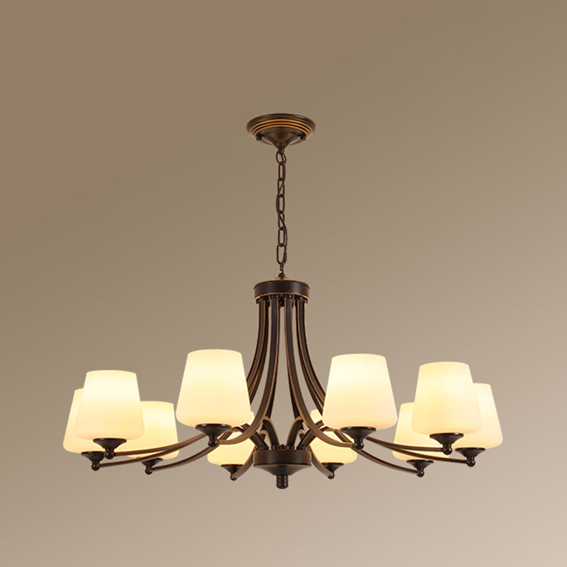 Classic Cream Glass Chandelier Pendant Light For Dining Rooms