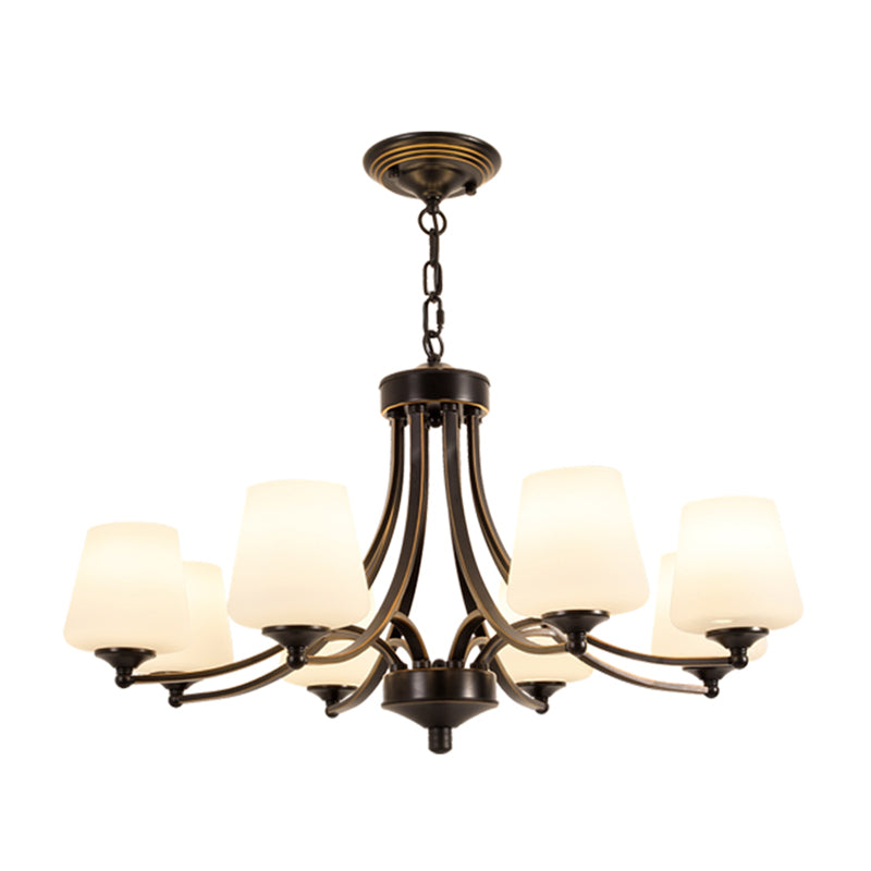 Classic Cream Glass Chandelier Pendant Light For Dining Rooms