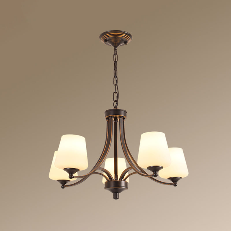 Classic Cream Glass Chandelier Pendant Light For Dining Rooms