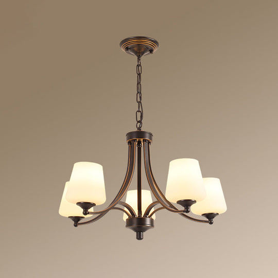 Classic Cream Glass Chandelier Pendant Light For Dining Rooms