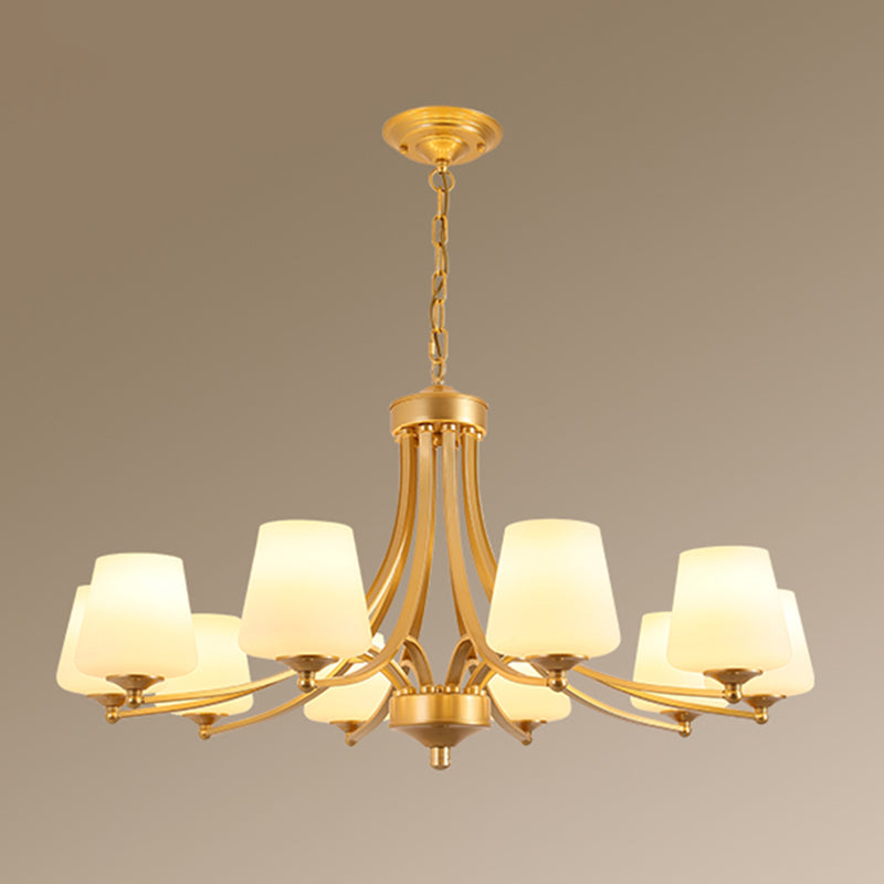 Classic Cream Glass Chandelier Pendant Light For Dining Rooms