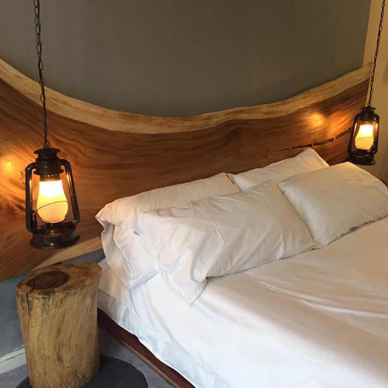 Antique Lantern Kerosene Hanging Light Fixture With Frosted Glass - Bedside Lighting