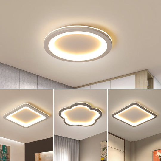 Minimalist Grey Geometric Acrylic Flush Mount Led Lighting Fixture For Bedroom