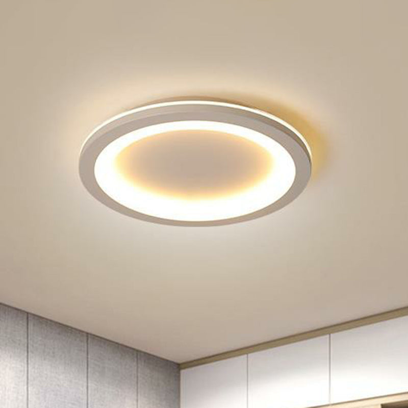 Minimalist Grey Geometric Acrylic Flush Mount Led Lighting Fixture For Bedroom / 14.5’ Round