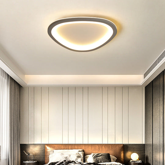 Minimalist Grey Geometric Acrylic Flush Mount Led Lighting Fixture For Bedroom
